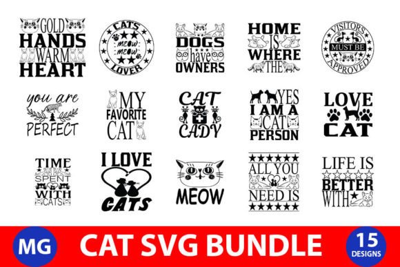 Cat Bundle Graphics for Crafts and Local Branding