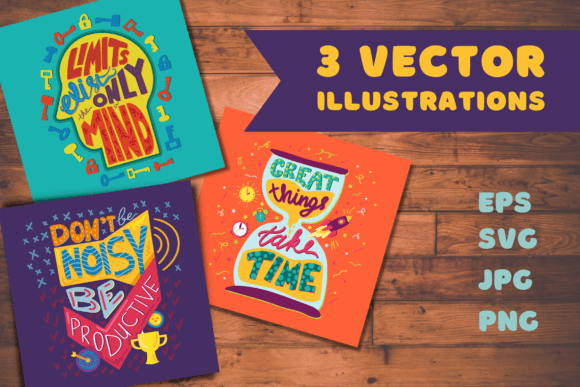 Motivational Succes Quotes Set: Fresh Graphics & Illustrations for Modern Brands